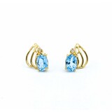  Earrings Friction Backs .01ctw Round Diamonds 2.00ctw Swiss Blue Topaz 14ky 15x11mm 2.37g 225030071