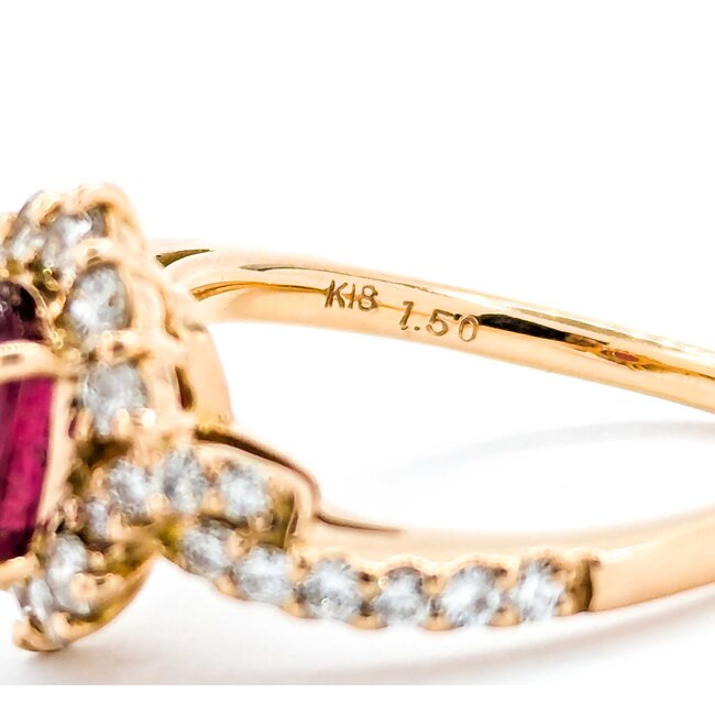 Ring Halo .71ctw Round Diamonds 1.50ct Ruby 18kr sz7.5 4.32g 125030051