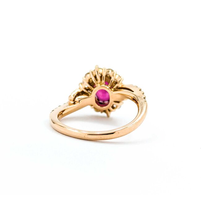 Ring Halo .71ctw Round Diamonds 1.50ct Ruby 18kr sz7.5 4.32g 125030051