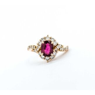 Ring Halo .71ctw Round Diamonds 1.50ct Ruby 18kr sz7.5 4.32g 125030051