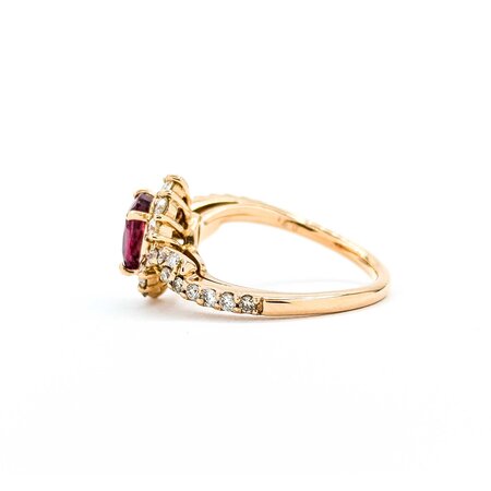 Ring Halo .71ctw Round Diamonds 1.50ct Ruby 18kr sz5.5 4.32g 125030051