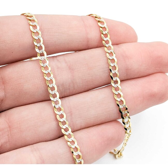 Necklace Diamond Cut Curb Link 14ktt 3.7mm 22" 8.16g 125040010