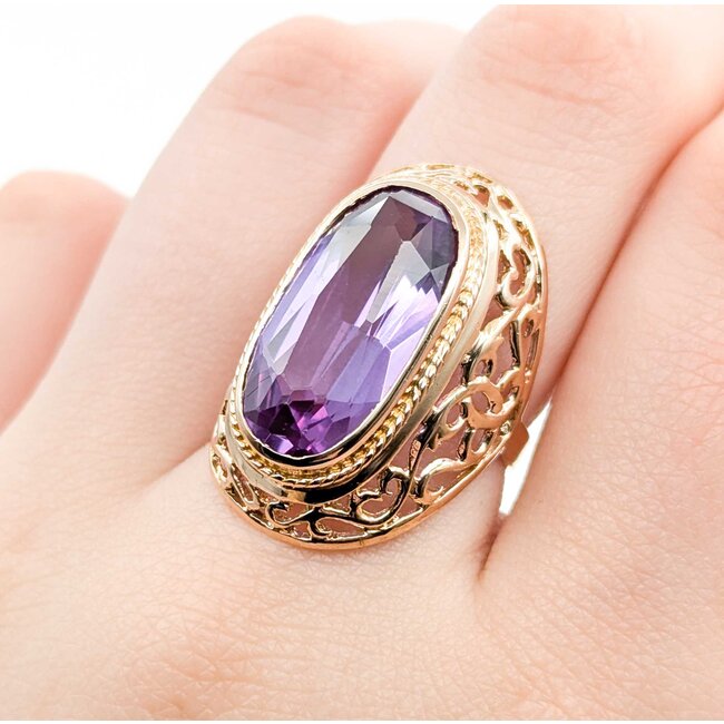 Ring 10ct Syn Sapphire 14kr Sz7 8.09g 225040015