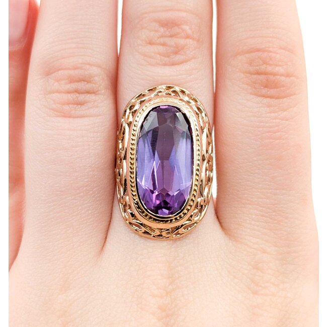 Ring 10ct Syn Sapphire 14kr Sz7 8.09g 225040015