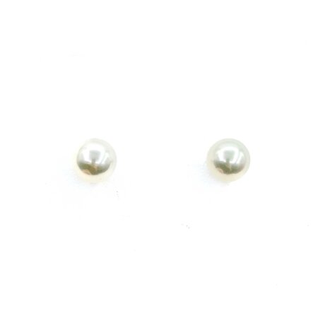 Earrings Stud Mikimoto W/Box 8mm Pearls 18kw 2.37g 225040037