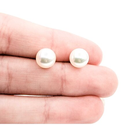 Earrings Stud Mikimoto W/Box 8mm Pearls 18kw 2.37g 225040037