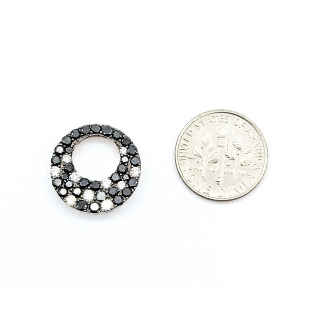Pendant Circle 0.30ctw Round Diamonds .98ctw Black Diamonds 18kw .6x.6" 2.90g 125030107