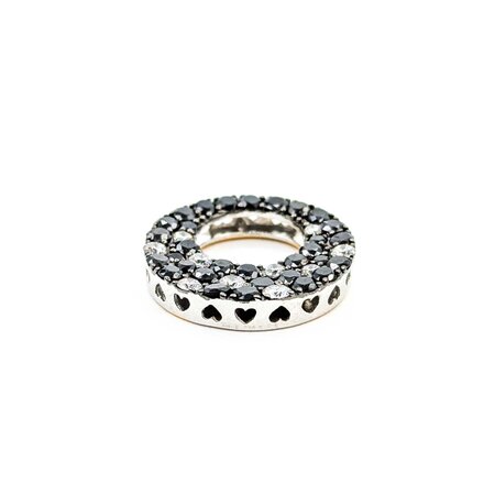 Pendant Circle 0.30ctw Round Diamonds .98ctw Black Diamonds 18kw .6x.6" 2.90g 125030107