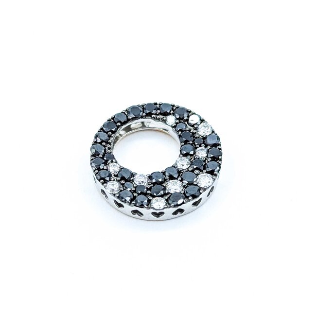 Pendant Circle 0.30ctw Round Diamonds .98ctw Black Diamonds 18kw .6x.6" 2.90g 125030107
