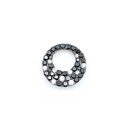 Pendant Circle 0.30ctw Round Diamonds .98ctw Black Diamonds 18kw .6x.6" 2.90g 125030107