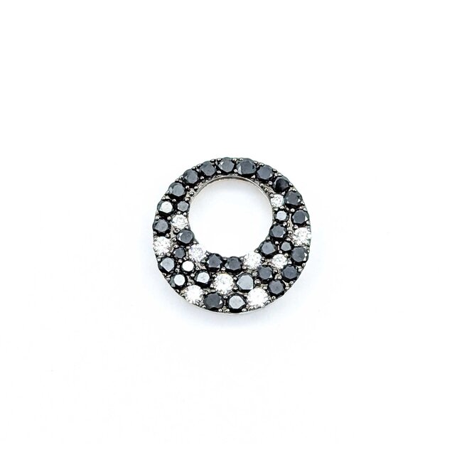 Pendant Circle 0.30ctw Round Diamonds .98ctw Black Diamonds 18kw .6x.6" 2.90g 125030107