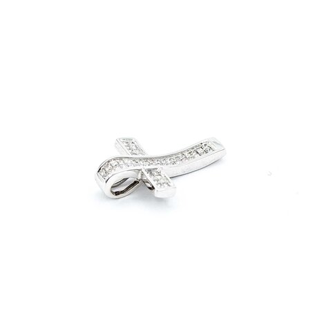 Pendant Cross Invisible Set 0.50ctw Princess Diamonds 18kw .8x.55" 2.17g 125030102