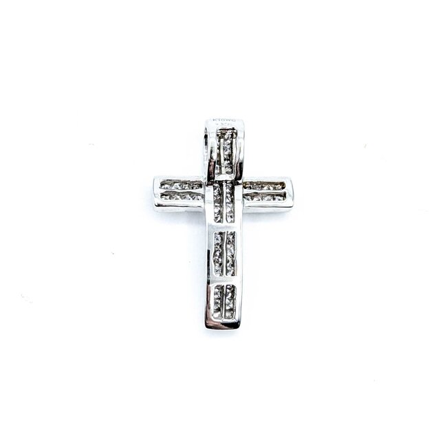 Pendant Cross Invisible Set 0.50ctw Princess Diamonds 18kw .8x.55" 2.17g 125030102