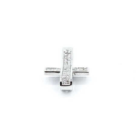 Pendant Cross Invisible Set 0.50ctw Princess Diamonds 18kw .8x.55" 2.17g 125030102