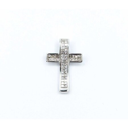 Pendant Cross Invisible Set 0.50ctw Princess Diamonds 18kw .8x.55" 2.17g 125030102