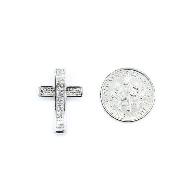 Pendant Cross Invisible Set 0.50ctw Princess Diamonds 18kw .8x.55" 2.17g 125030102