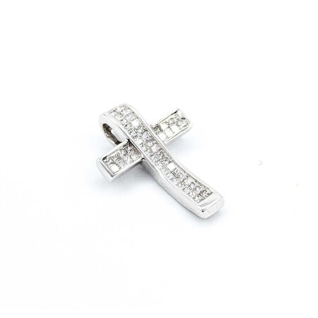Pendant Cross Invisible Set 0.50ctw Princess Diamonds 18kw .8x.55" 2.17g 125030102