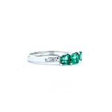  Ring 3 Stone .02ctw Round Diamonds .50ctw Emeralds 14kw Sz5 1.26g 225040032