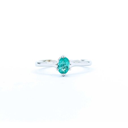 Ring Solitaire .33ct Emerald 14kw Sz5.5 1.93g 225040026