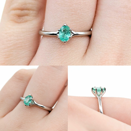 Ring Solitaire .33ct Emerald 14kw Sz5.5 1.93g 225040026