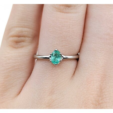 Ring Solitaire .33ct Emerald 14kw Sz5.5 1.93g 225040026