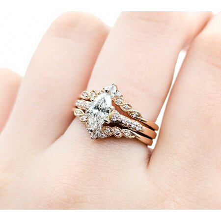 Ring Anniversary Set .70ct Marquise Lab Grown Diamond .37ctw Near Colorless Diamonds 14kr sz7.5 6.76g 125040017
