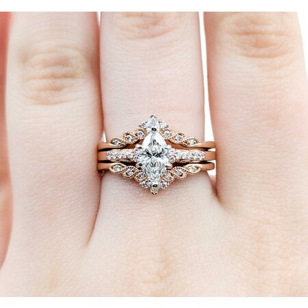 Ring Anniversary Set .70ct Marquise Lab Grown Diamond .37ctw Near Colorless Diamonds 14kr sz7.5 6.76g 125040017