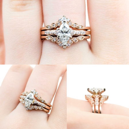 Ring Anniversary Set .70ct Marquise Lab Grown Diamond .37ctw Near Colorless Diamonds 14kr sz7.5 6.76g 125040017