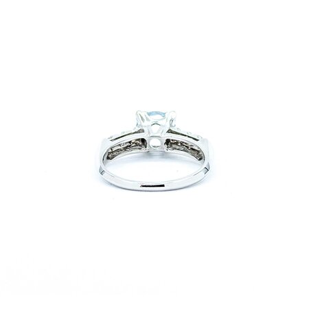 Ring Vintage .12ctw Single Cut Diamonds 1.75ct Aquamarine Platinum Sz5 3.68g 225040023