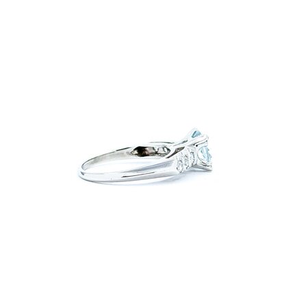 Ring Vintage .12ctw Single Cut Diamonds 1.75ct Aquamarine Platinum Sz5 3.68g 225040023