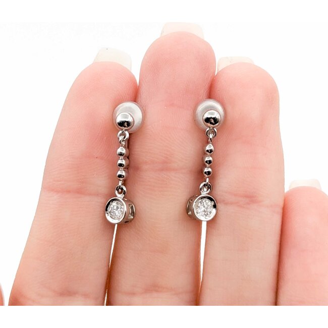 Earrings Dangle 0.24ctw Round Diamonds 850pt .75x.2" 3.89g 125030111