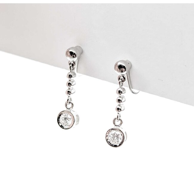 Earrings Dangle 0.24ctw Round Diamonds 850pt .75x.2" 3.89g 125030111