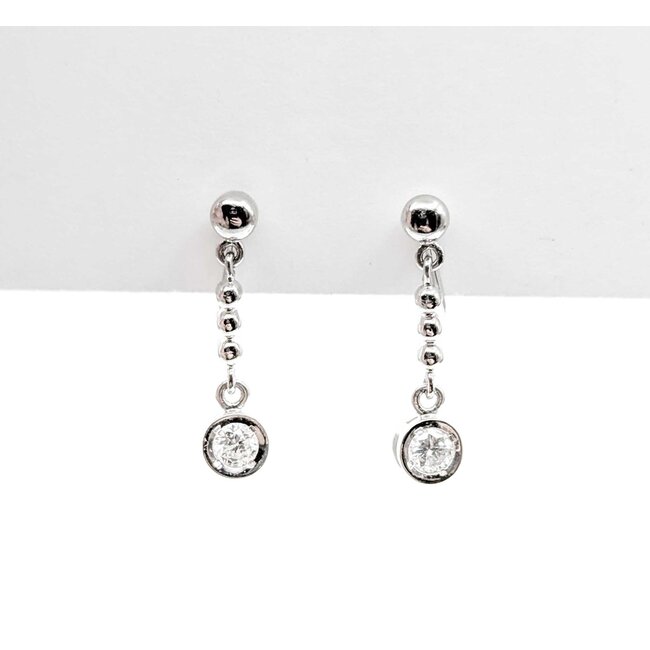 Earrings Dangle 0.24ctw Round Diamonds 850pt .75x.2" 3.89g 125030111
