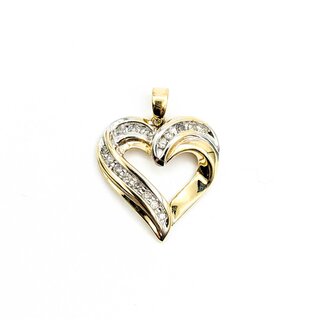 Pendant Heart .20ctw Round Diamonds 10ky 25x20mm 2.03g 225040035