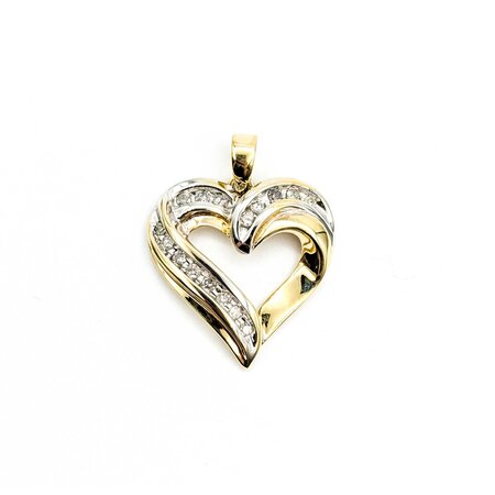 Pendant Heart .20ctw Round Diamonds 10ky 25x20mm 2.03g 225040035