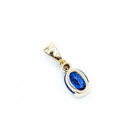Pendant .08ct Round Diamond 4.5ct Syn Sapphire 14ky 4.29g 225040016