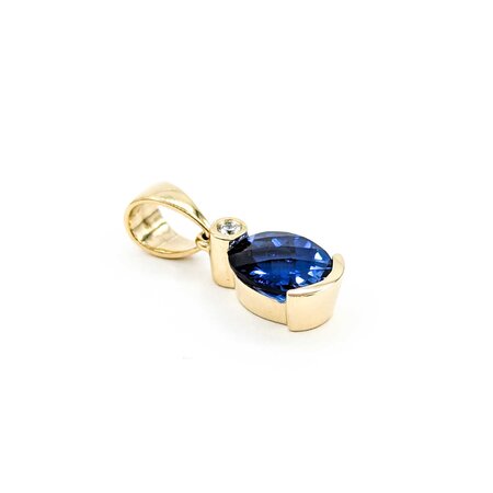 Pendant .08ct Round Diamond 4.5ct Syn Sapphire 14ky 4.29g 225040016