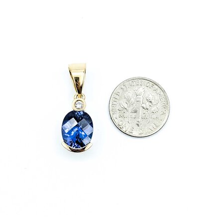 Pendant .08ct Round Diamond 4.5ct Syn Sapphire 14ky 4.29g 225040016
