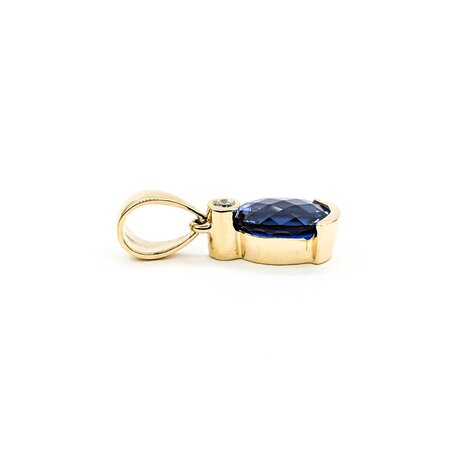 Pendant .08ct Round Diamond 4.5ct Syn Sapphire 14ky 4.29g 225040016