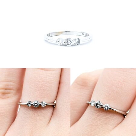 Ring Three Stone .10ctw Round Diamonds 14kw 3.14mm sz6 1.6g 125040018