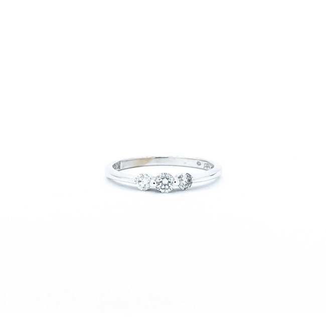 Ring Three Stone .10ctw Round Diamonds 14kw 3.14mm sz6 1.6g 125040018