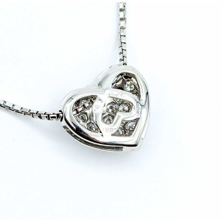 Necklace Pave Heart 0.36ctw Round Diamonds 18kw 11.5x10mm 14-16" 5.12g 125030104