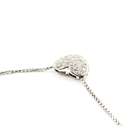 Necklace Pave Heart 0.36ctw Round Diamonds 18kw 11.5x10mm 14-16" 5.12g 125030104