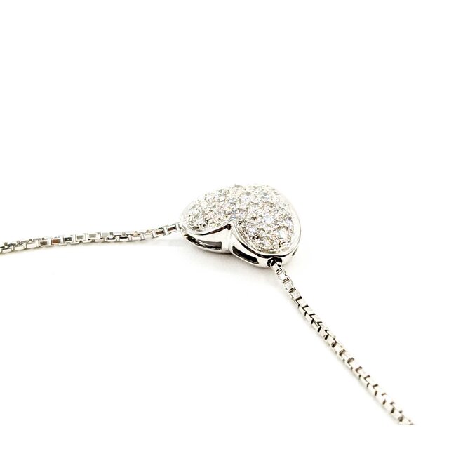 Necklace Pave Heart 0.36ctw Round Diamonds 18kw 11.5x10mm 14-16" 5.12g 125030104