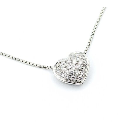 Necklace Pave Heart 0.36ctw Round Diamonds 18kw 11.5x10mm 14-16" 5.12g 125030104