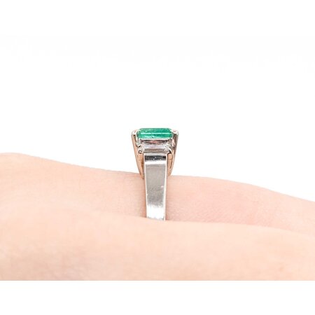 Ring 3-Stone 0.36ctw Baguette Diamonds .83ct Emerald 900pt 6.8mm sz6 4.47g 125030082