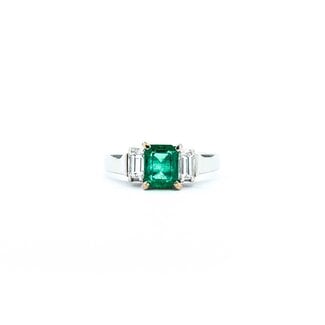 Ring 3-Stone 0.36ctw Baguette Diamonds .83ct Emerald 900pt 6.8mm sz6 4.47g 125030082