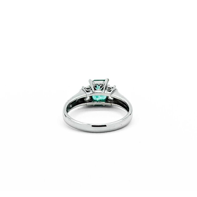 Ring 3-Stone 0.36ctw Baguette Diamonds .83ct Emerald 900pt 6.8mm sz6 4.47g 125030082