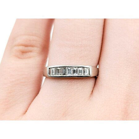Ring Channel Set .50ctw Baguette Diamonds 900pt 4mm sz6.5 3.22g 125030054