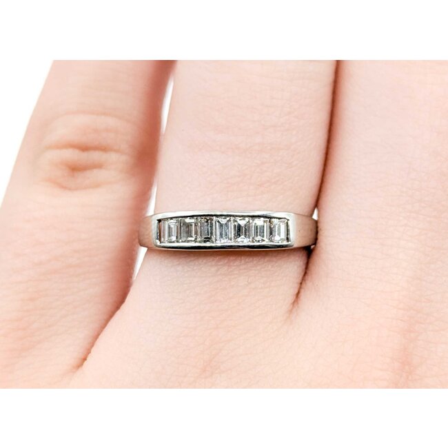 Ring Channel Set .50ctw Baguette Diamonds 900pt 4mm sz6.5 3.22g 125030054
